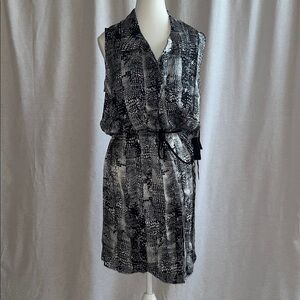 NWT - Edun - Chic Monochrome Sleeveless Silk Dress